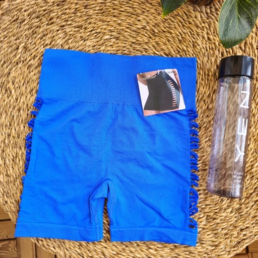 شورتک ورزشی زنانه زاپ دار سیملس آبی و سرمه ای مدیوم - تصویر 3